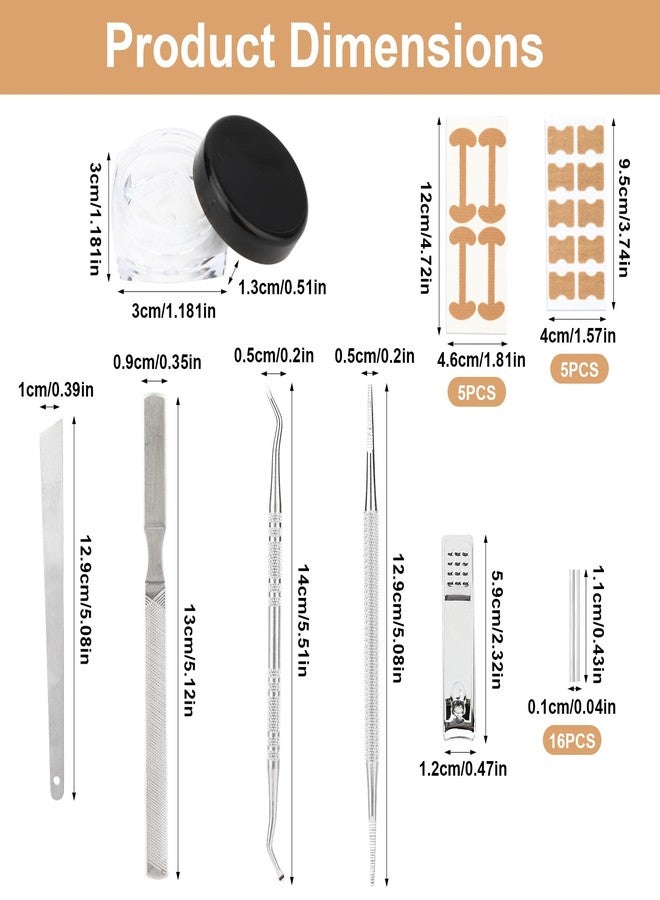 Sinbana 16pcs Ingrown Toenail Kit, with Breathable In-Growing Toenail Strips Curved Toes Correction Plaster Patches Painless File and Lifting Pedicure Tools for Women Men - Image 2